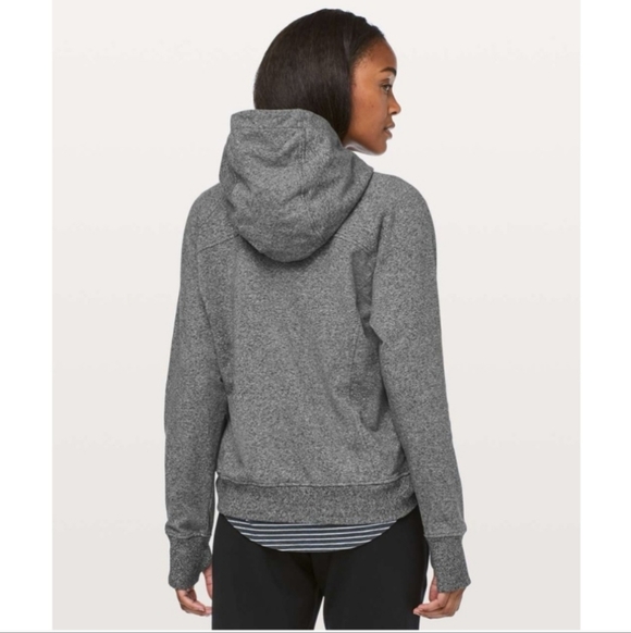 Lululemon Scuba Pullover Hoodie Sweatshirt in Heathered Speckled Black Size 8 - Picture 3 of 10